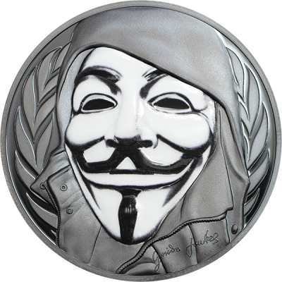 Cook Islands 2016 5$ Guy Fawkes Mask Anonymous V For - Guy Fawkes Mask Art (400x400), Png Download