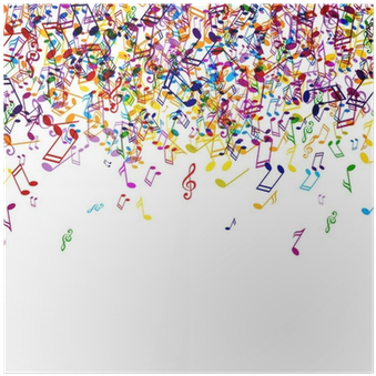 Vector Background With Colorful Music Notes Poster - Color Music Notes Png (400x400), Png Download