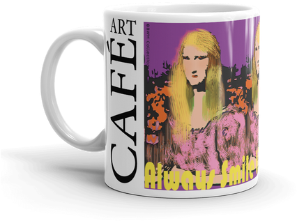 Always Smile Like Mona Lisa Pop Art Portrait Mug By - Coffee Cup (500x500), Png Download