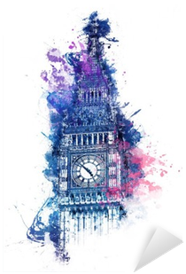 Colorful Watercolor Painting Of Big Ben Sticker • Pixers® - Perfect International Big Ben Giclee Print Canvas Wall (400x400), Png Download