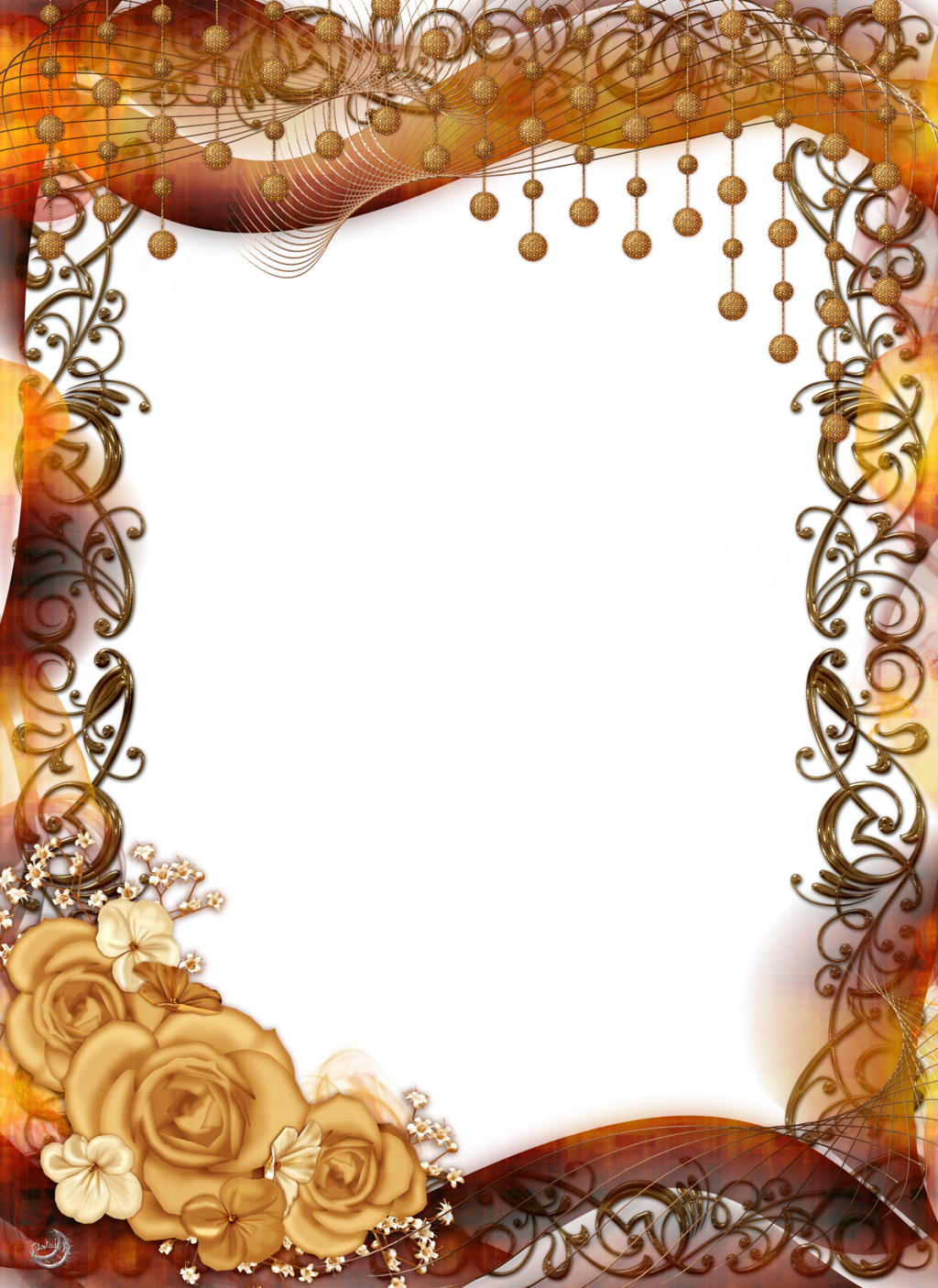 Gold Flower Frame Png Pic - Frame High Quality Png (1024x1406), Png Download