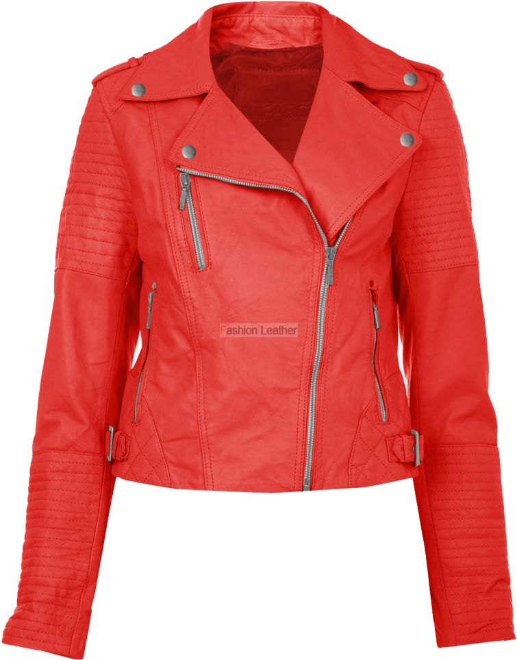 Women Leather Jacket Transparent Images - Transparent Red Leather Jacket (834x1024), Png Download