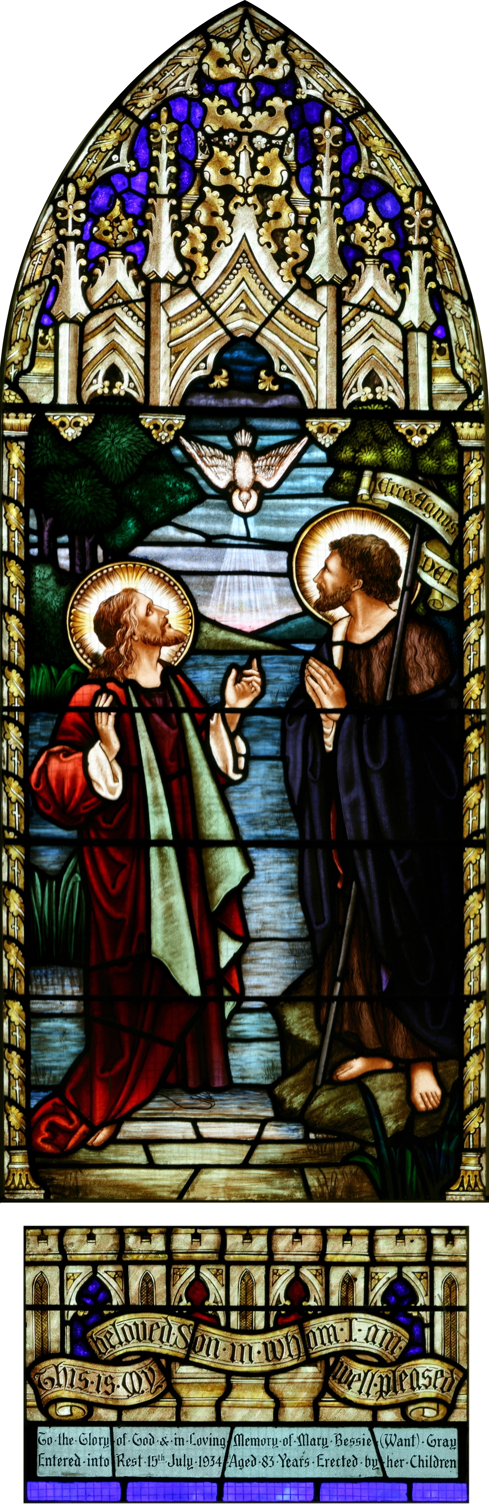 Stjohnsashfield Stainedglass Baptism (2000x6144), Png Download