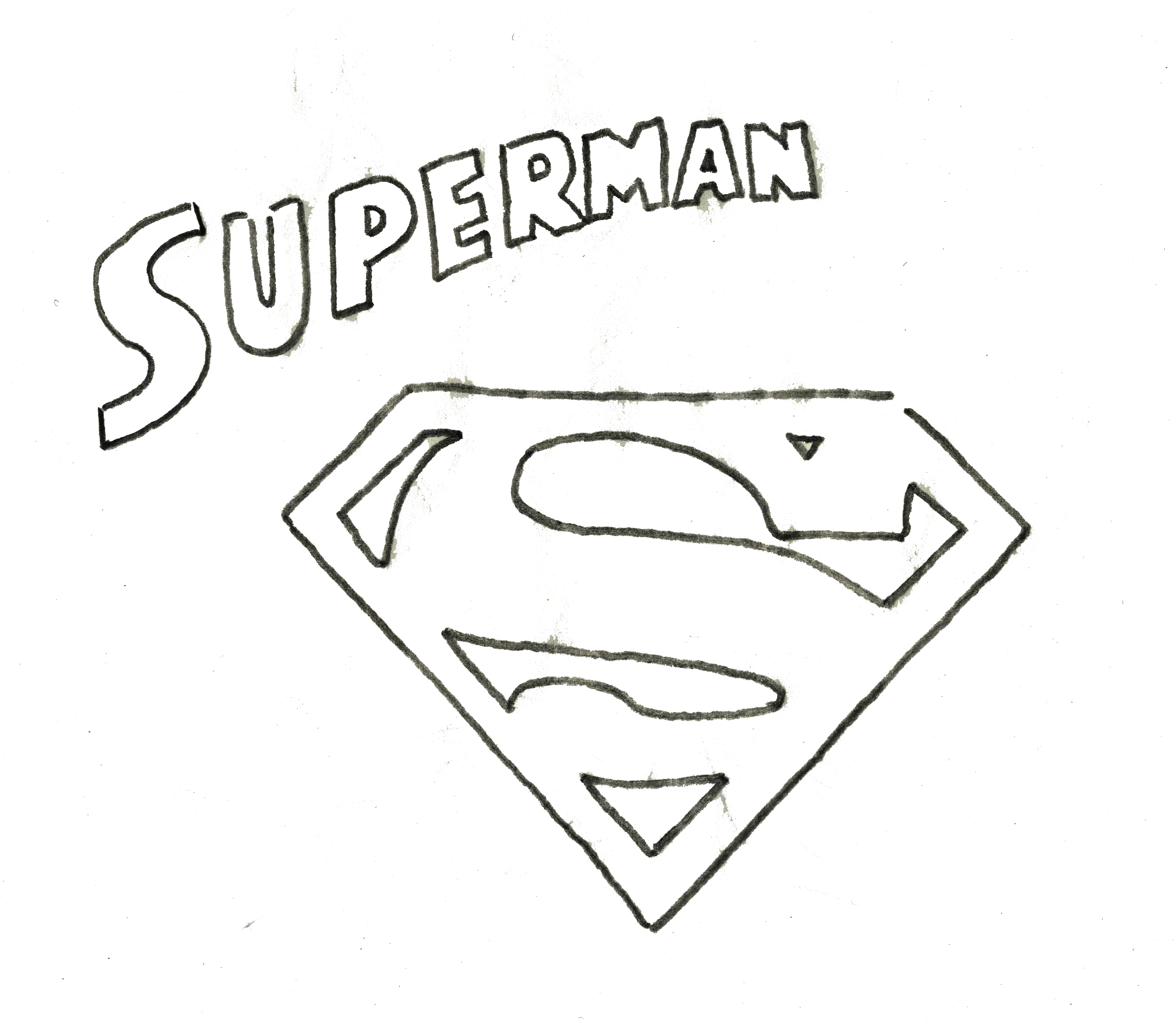 Superman - Superman Logo Pencil Drawing (2004x1746), Png Download
