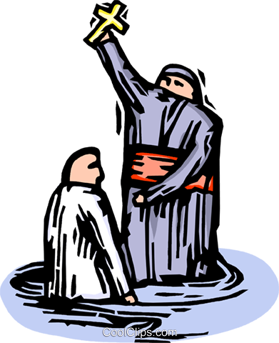Priest Performing A Baptism Royalty Free Vector Clip - Priest Performing Baptism (391x480), Png Download