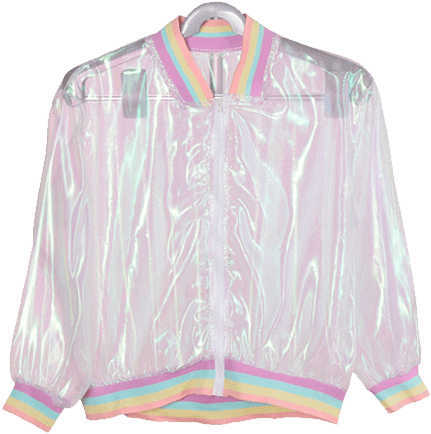 Iridescent Hologram Laser Jacket V=1534215409 - Harajuku Summer Women Jacket Laser Rainbow Symphony (460x460), Png Download