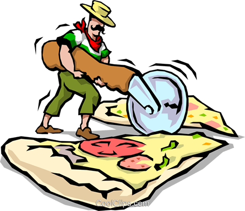 Man Slicing Pizza (480x414), Png Download