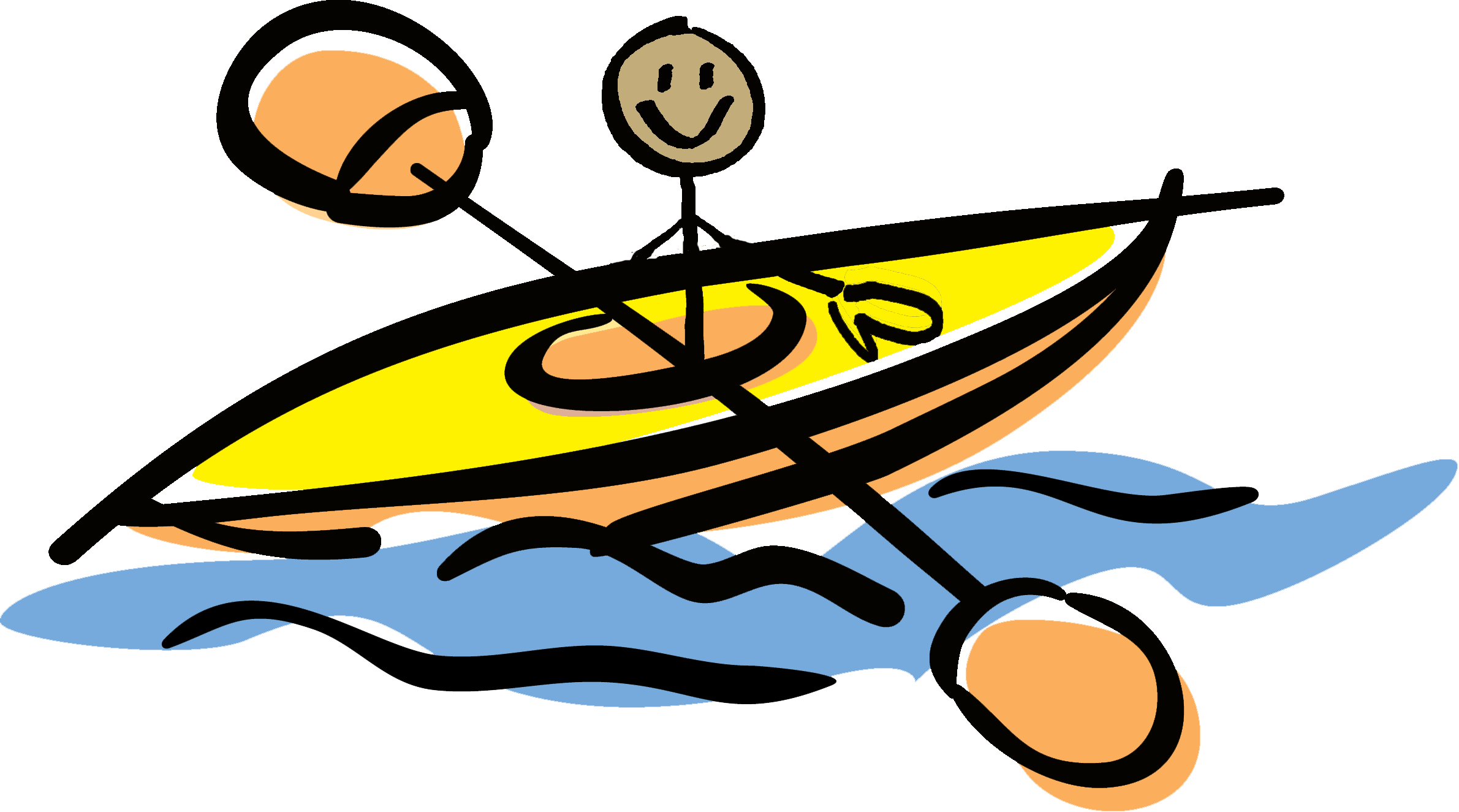 Splash Clipart River - Kayaking Cartoon (2381x1325), Png Download