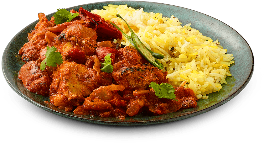 Chicken Jalfrezi - Rice And Curry (1000x600), Png Download