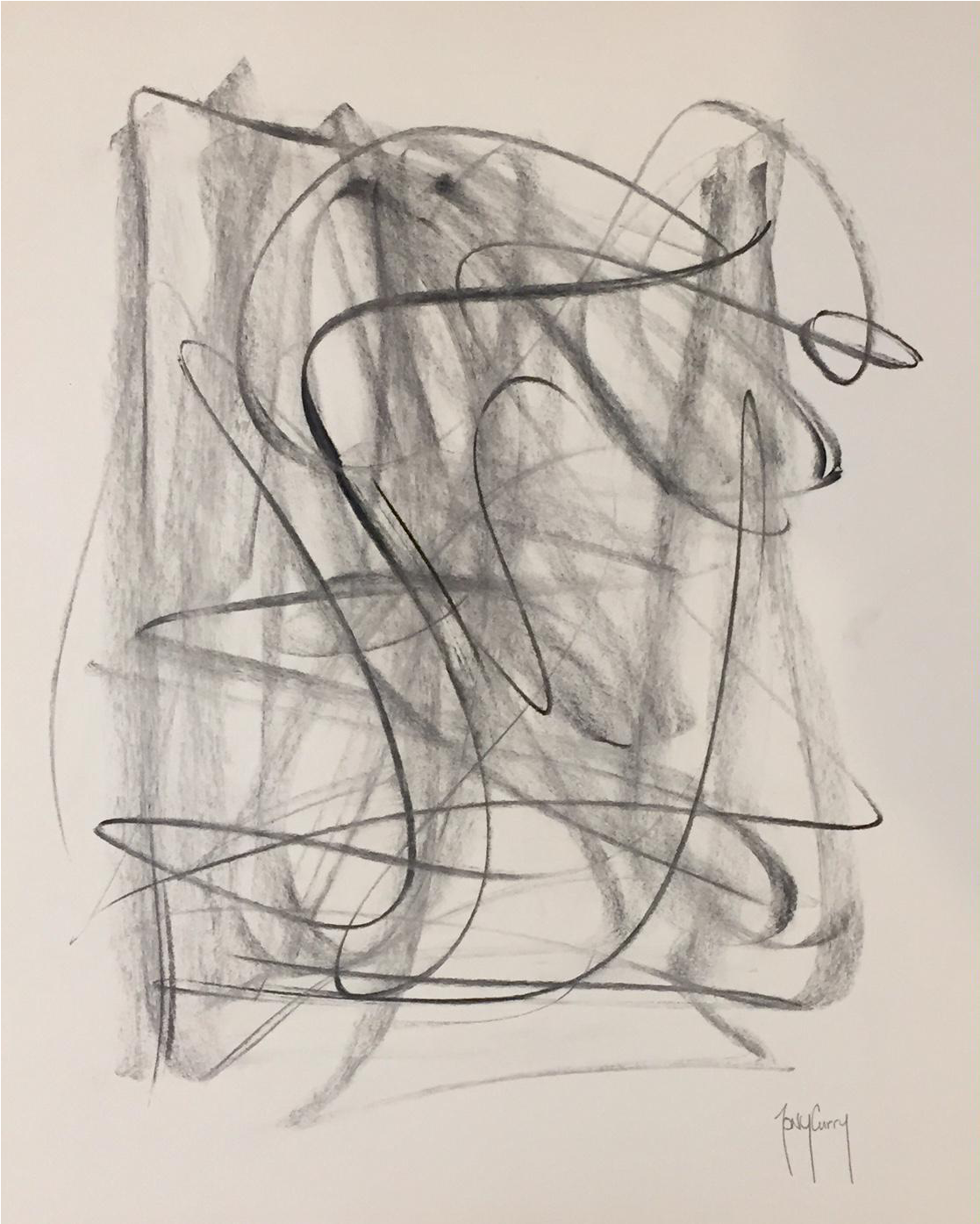 Original Modern Charcoal Drawing By Tony Curry (1240x1549), Png Download