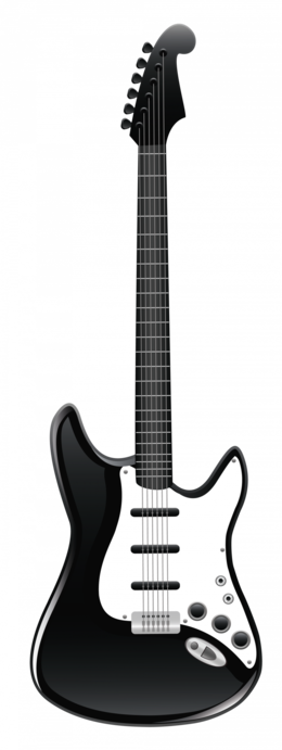 Black And White Guitar Clipart - Guitar Png Clip Art (260x691), Png Download