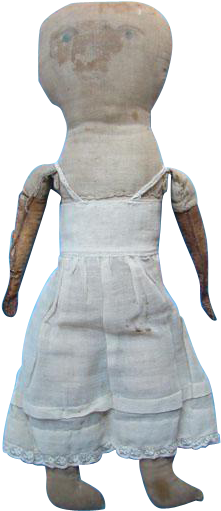 Primitive Old Cloth Doll Watercolor Face Large Head - Teddy Bear (510x510), Png Download