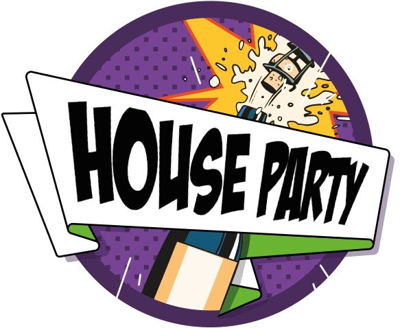House Party On White 1 - Graphic Design (591x591), Png Download