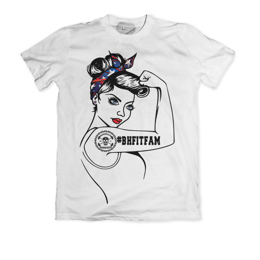Barbells And Handcuffs "girl Power" - Adult T-shirt - Monseiur Puddle Duck Design (900x900), Png Download