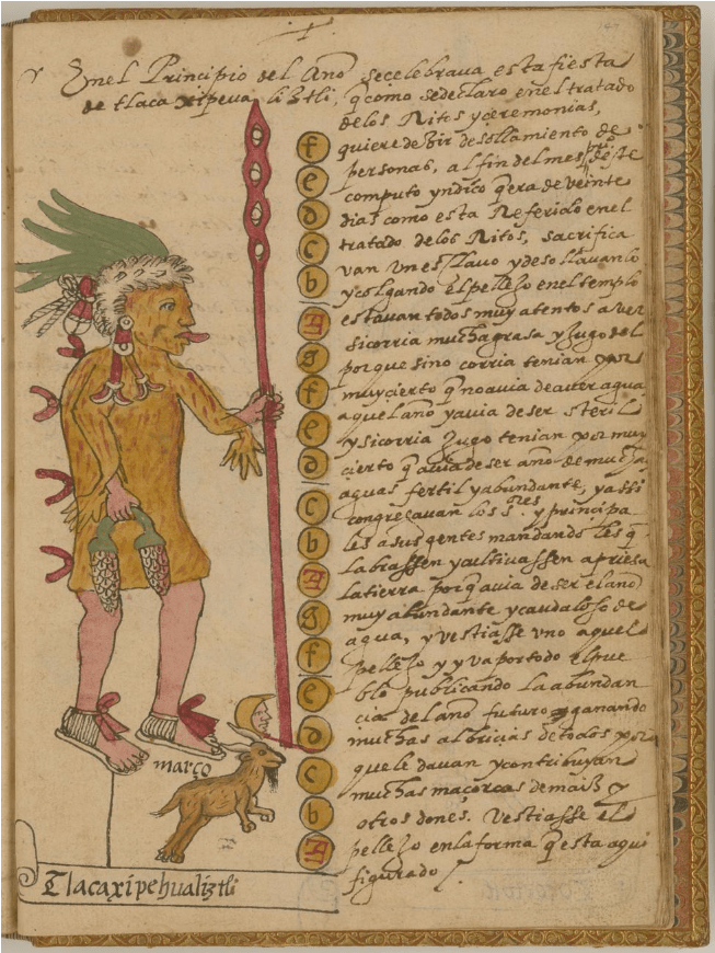 1585) Featuring A Remarkable Watercolor Illustration - Tlacaxipehualiztli (1280x869), Png Download