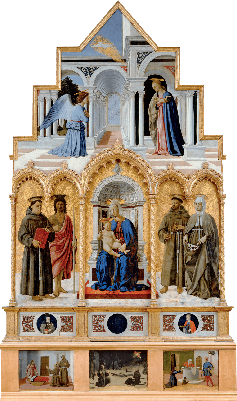 Oil On Panel - Art Print: Piero Della Francesca's Polyptych Of St. (1000x1706), Png Download