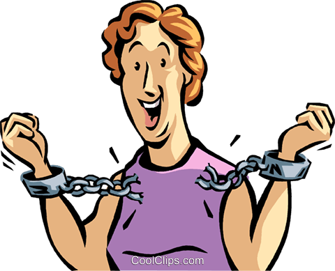 Woman Breaking Free From Handcuffs Royalty Free Vector - Breaking Free Of Handcuffs (480x389), Png Download