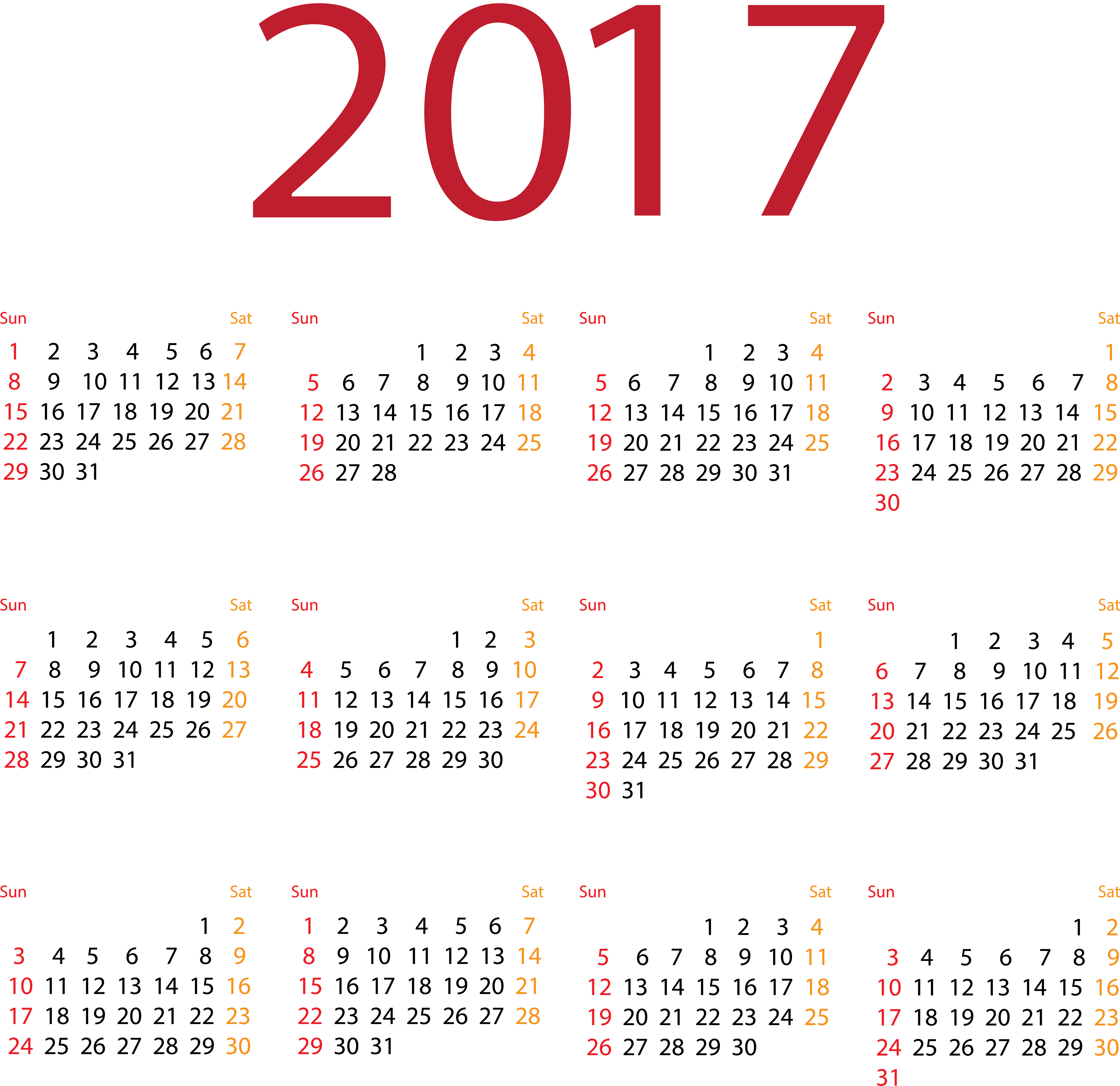 28 Collection Of Calendar Clipart 2017 (8000x7824), Png Download