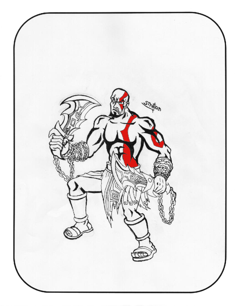 Kratos The God Of War By Sav8197 On Deviantart - Drawing (774x1033), Png Download