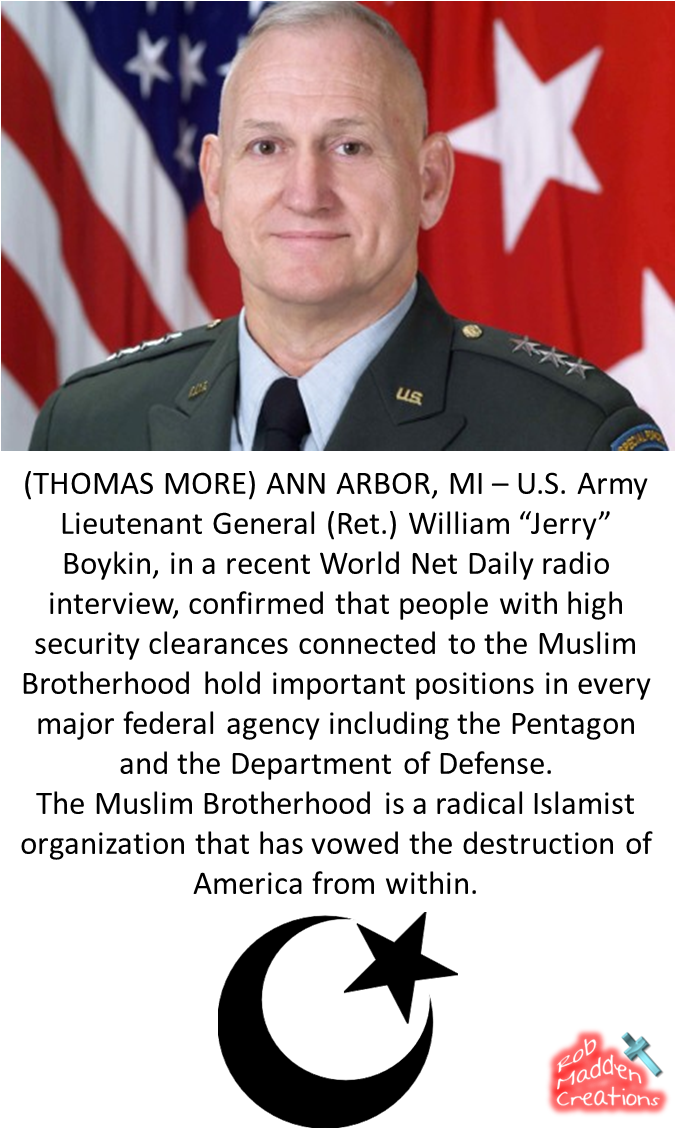 Muslim Brotherhood Infiltrating The Department Of Defense - William G Boykin (683x1127), Png Download