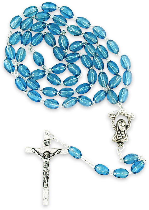 Medium Blue Rosary Beads - Christian Cross (750x1050), Png Download