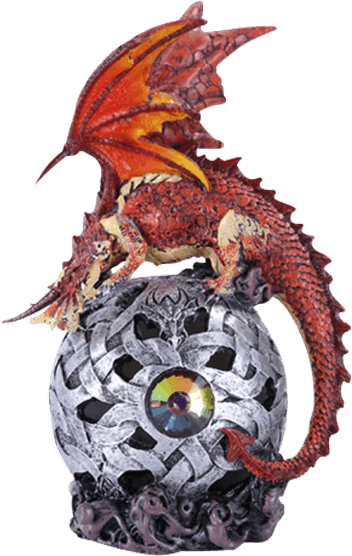 Red Dragon With Led Orb (555x555), Png Download