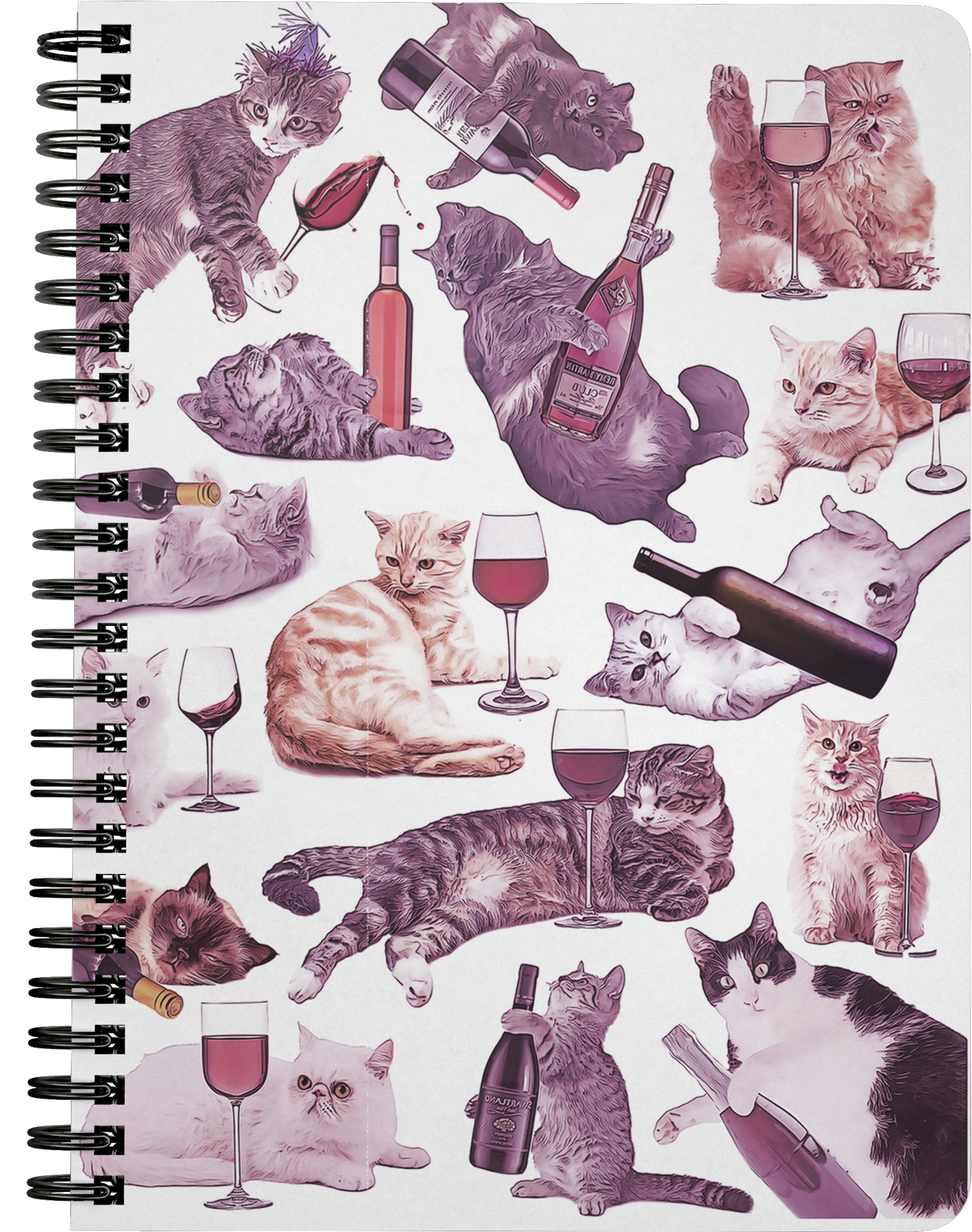 Cats With Wine Spiral Notebook - Tabby Cat (2000x2000), Png Download