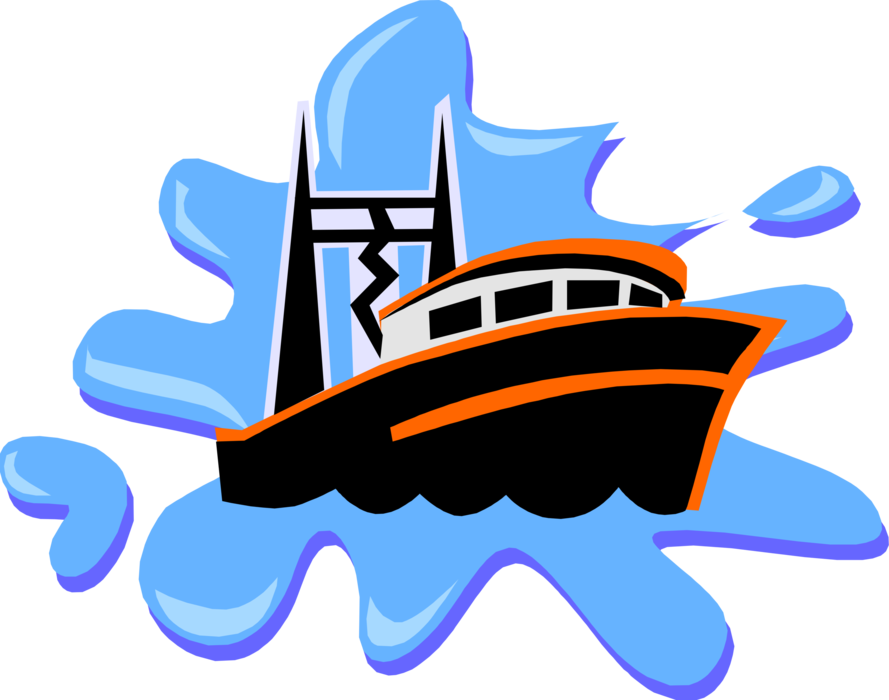 Vector Illustration Of Commercial Fishing Trawler Boat - Anchor Images For Kids (889x700), Png Download