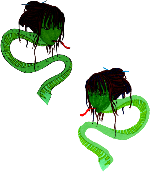 2 Snake Heads - Illustration (730x945), Png Download