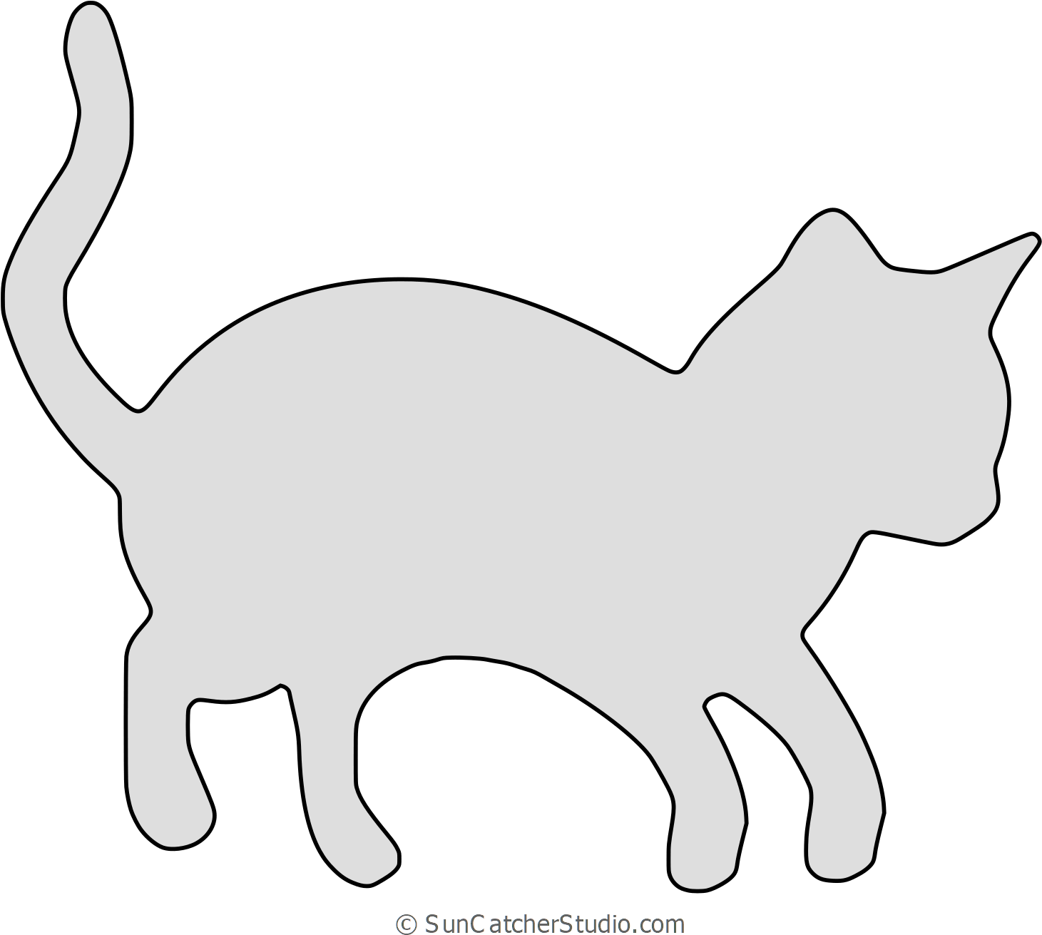 Cat Hunting Cat Silhouette, Pattern, Stencil - Asian (1500x1350), Png Download