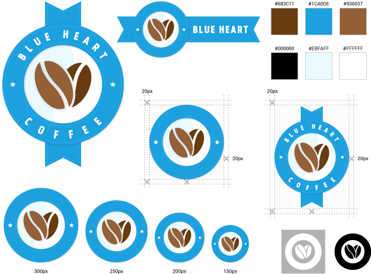 Blue Heart Coffee Coffee Beans Company Fake Logo Logo - Emblem (800x600), Png Download