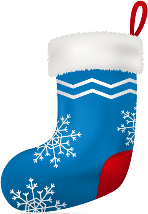 Christmas Blue Stocking Png - Blue Christmas Stocking Clipart (480x683), Png Download