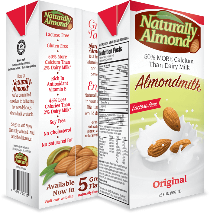 Original Naturally Almond Milk - Naturally Almond Vanilla Unsweetened (695x709), Png Download