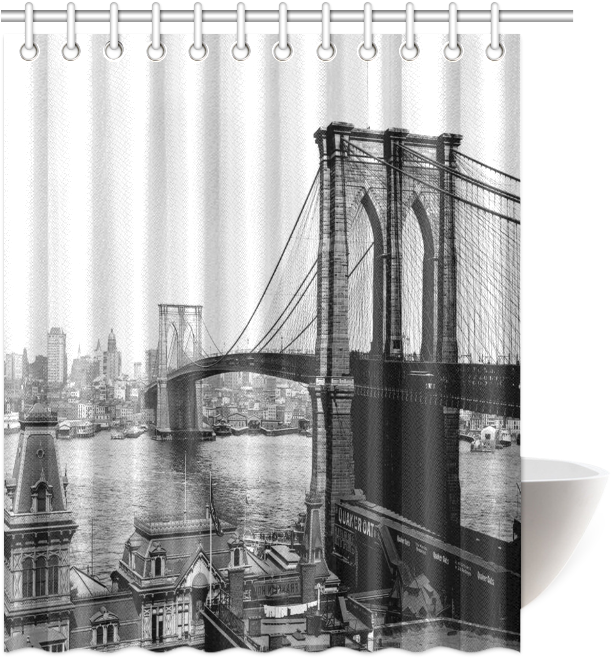 Brooklyn Bridge Over East River And Surrounding Ar - Curtain (799x799), Png Download