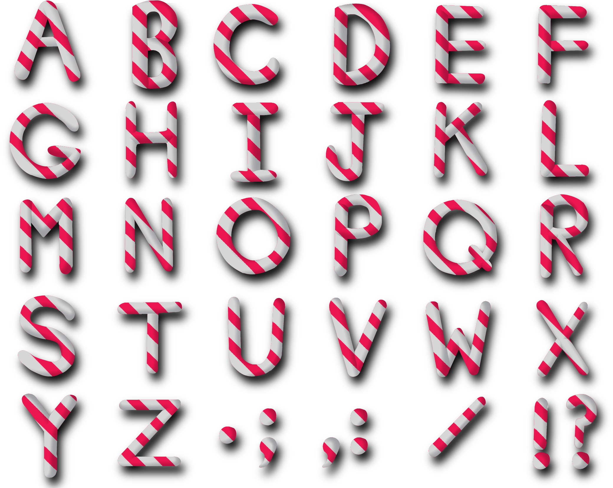 "zooshii Studios" Made Her Very Own Candy-cane Alphabet - Alphabet (2224x1668), Png Download
