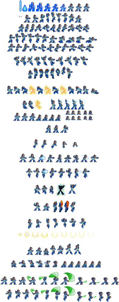 Photo Starforce Megaman X Style Sprite Sheet Base Colors - Megaman X Sprites (429x1024), Png Download