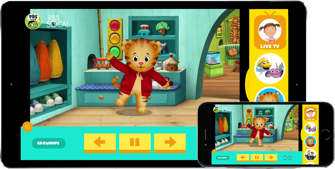 Ipad With Pbs Socal On Screen - Daniel Tiger's Neighborhood (1424x721), Png Download
