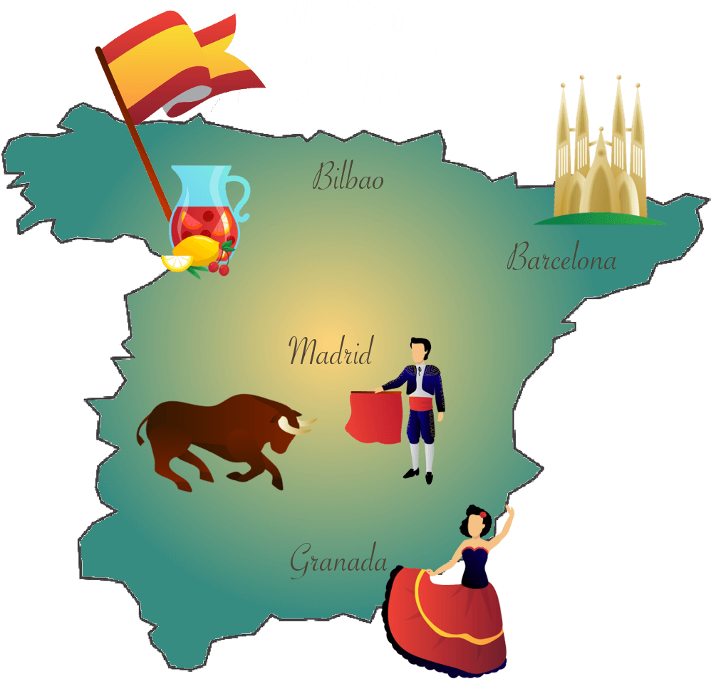 Learn Spanish Online With Happy Hour Spanish - Spain Clip Art (1050x1200), Png Download