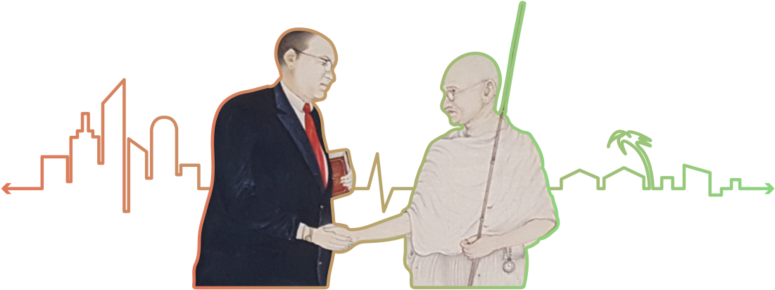 Download - Dr Ambedkar And Mahatma Gandhi (1140x454), Png Download