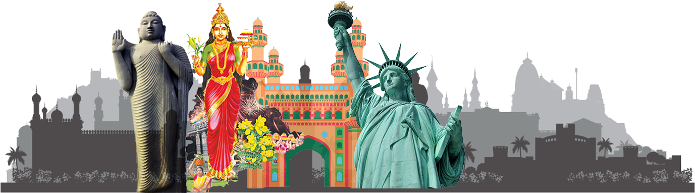 Columbus Telangana Association - Hyderabad Silhouette (1393x415), Png Download