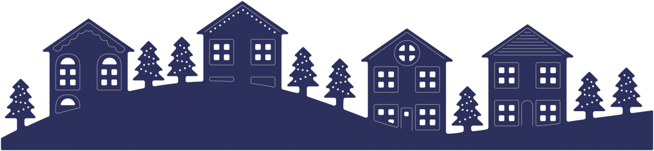 Cheery Lynn Designs Winter B - Row Of Houses Silhouette (1280x296), Png Download