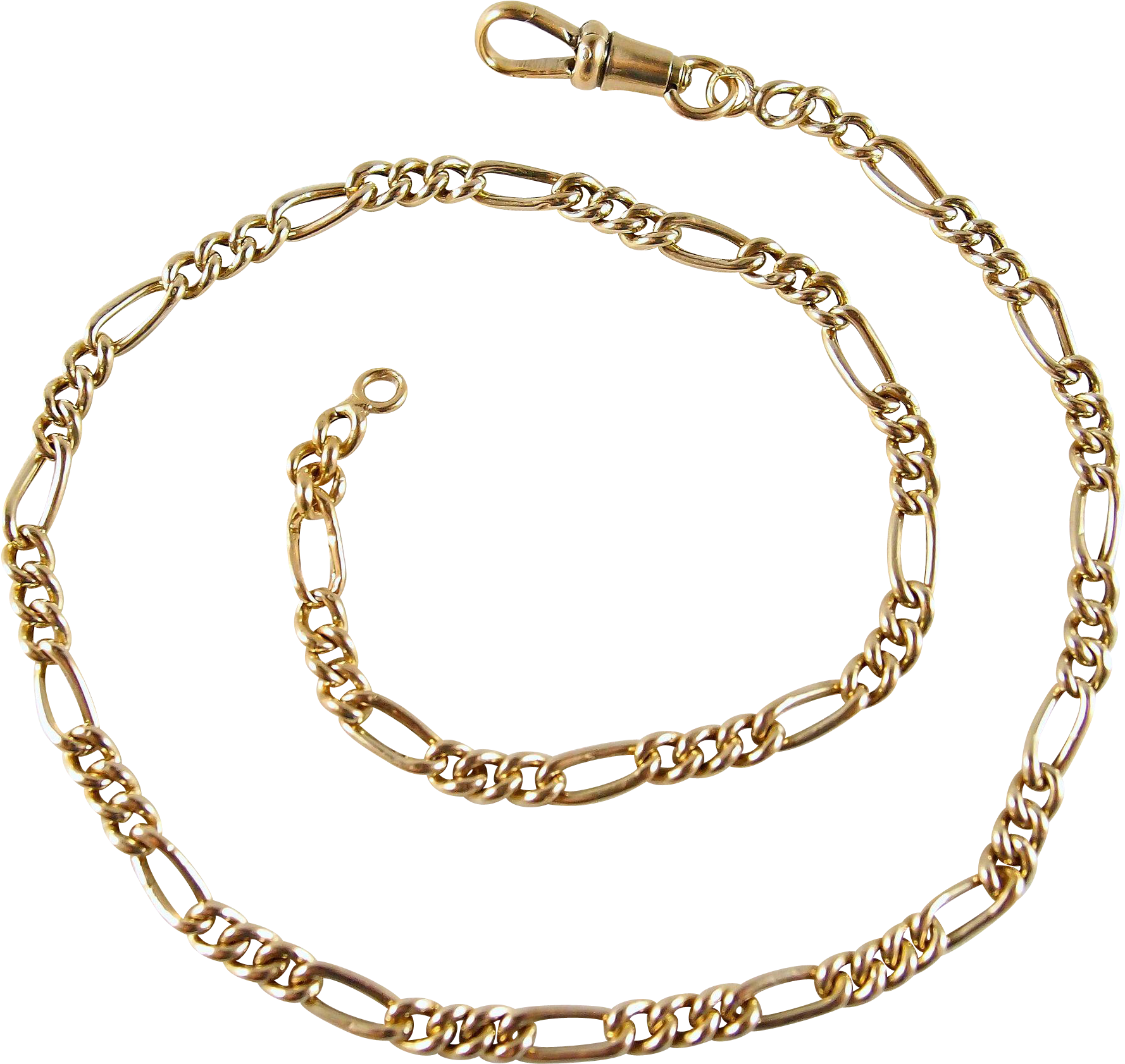 Superb Solid Gold Curb Elongated Figaro Link Chain, - Bracelet (1777x1777), Png Download