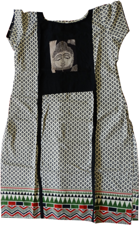 Grey Kurti With Buddha Design - One-piece Garment (800x800), Png Download