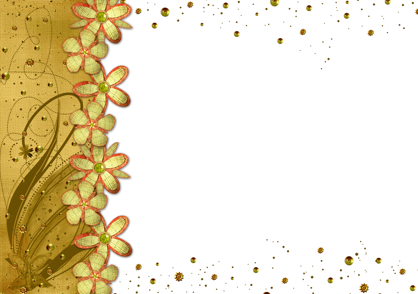 Gold Flower Frame Transparent Picture - Transparent Background Frame Flower (1701x1197), Png Download