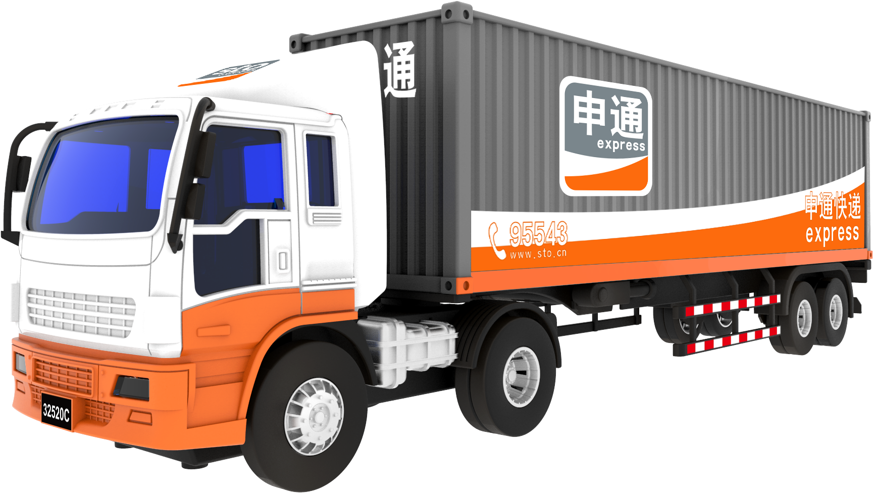 Color Classification, Green Container Truck American - Trailer Truck (1920x1241), Png Download