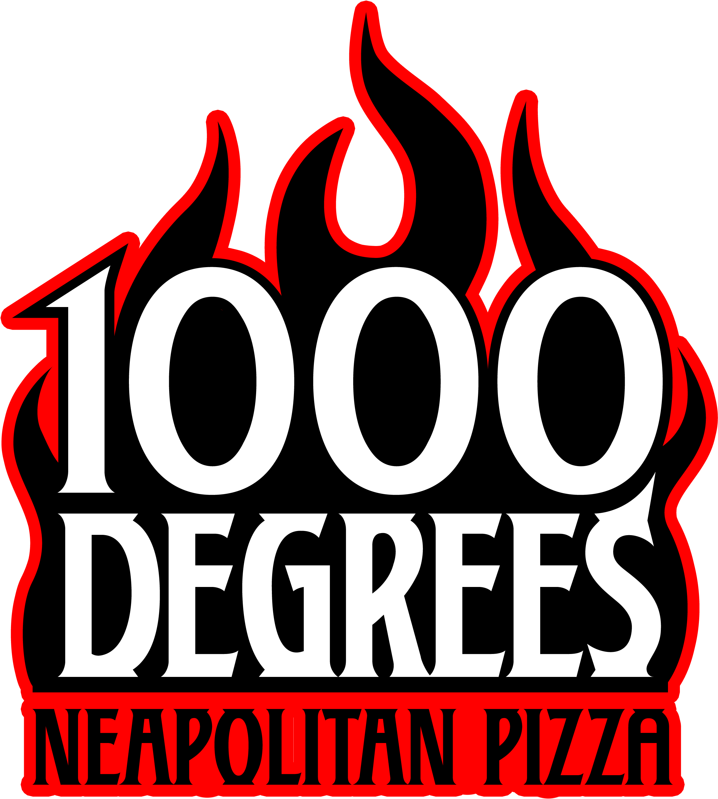 1000 Degrees Pizza Logo Png (3000x3426), Png Download