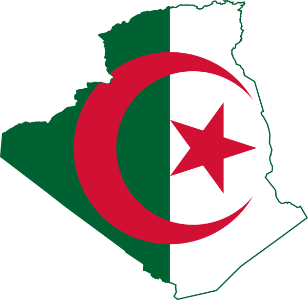 Flag Map Of Algeria - Algeria Flags Map (600x585), Png Download