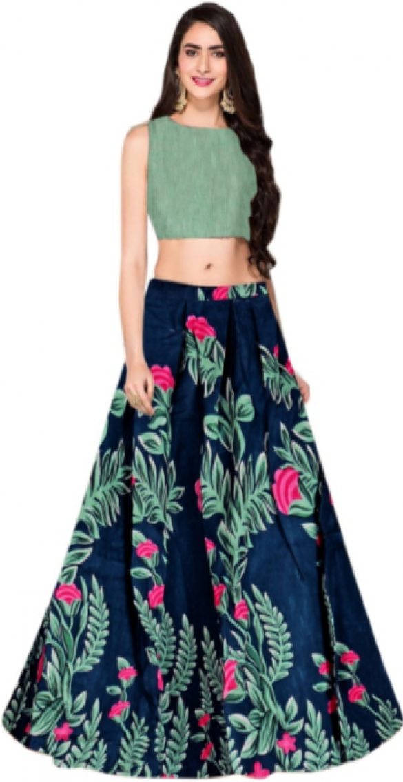 Floral Print Lehenga With Crop Top (868x1134), Png Download