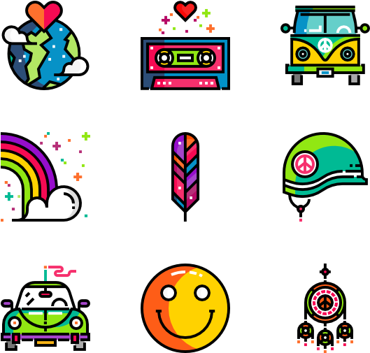 Hippies - Iconos Hippies (600x564), Png Download