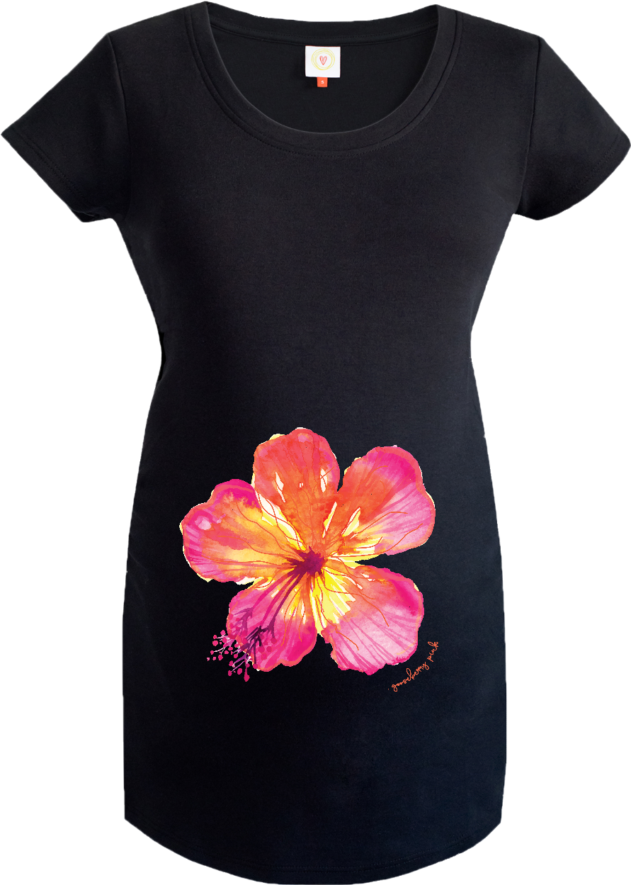 Gooseberry Pink Tropical Flower Maternity Top In Black - Begonia (1500x1500), Png Download